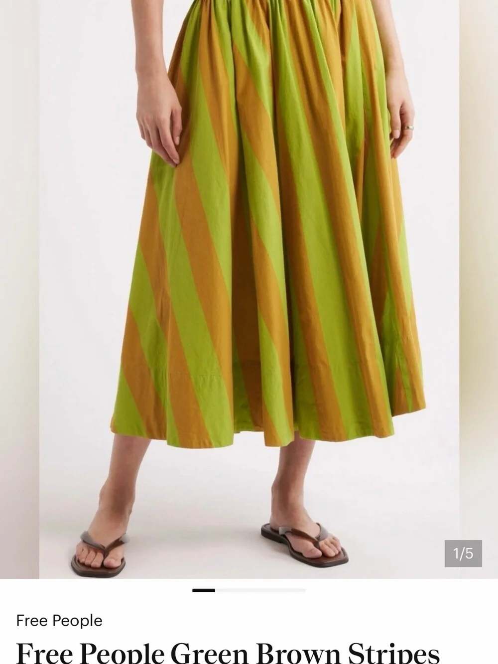 Free People Lime and Mustard Striped Maxi Skirt